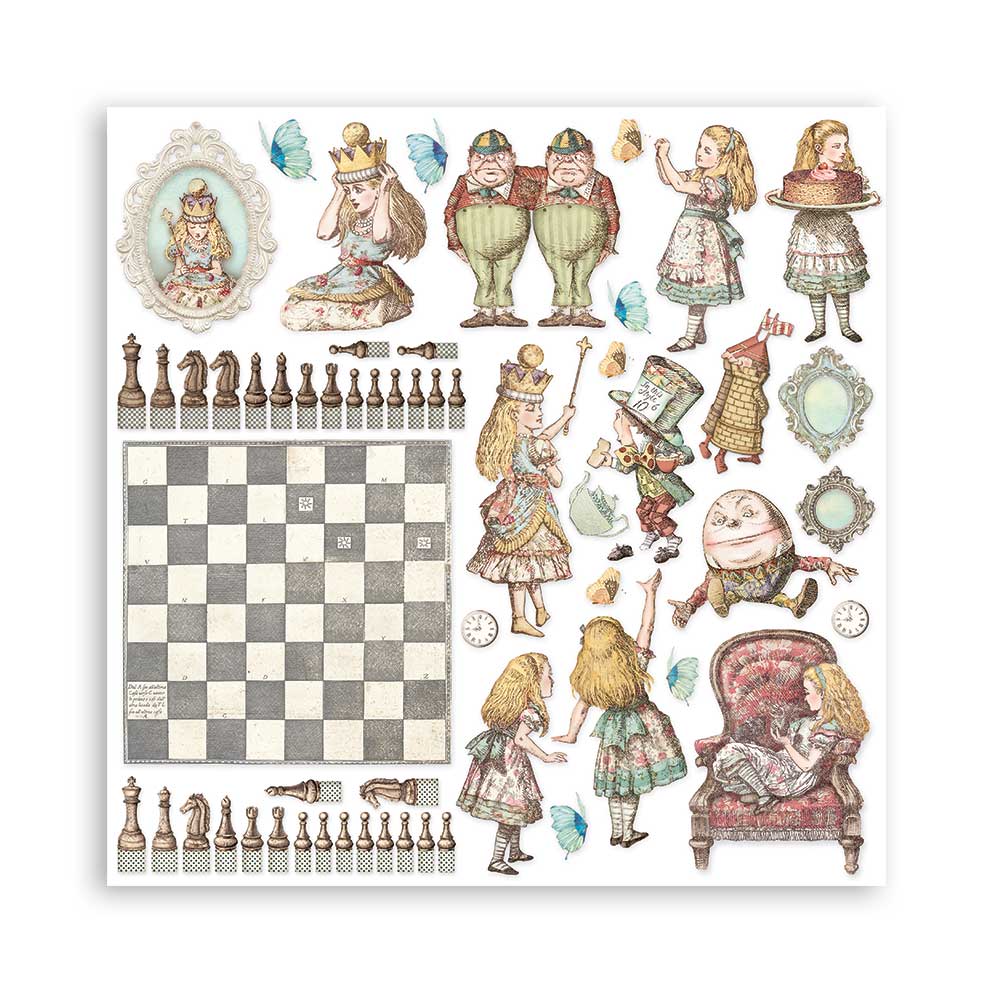 Stamperia Paper Packs 8x8 ALICE THROUGH THE LOOKING GLASS