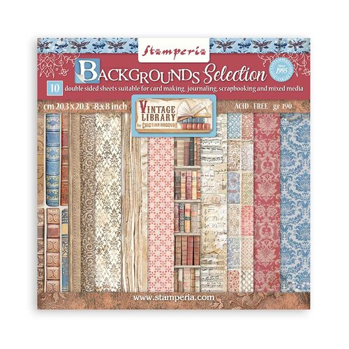 Stamperia Paper Packs 12X12 VINTAGE LIBRARY BACKGROUNDS