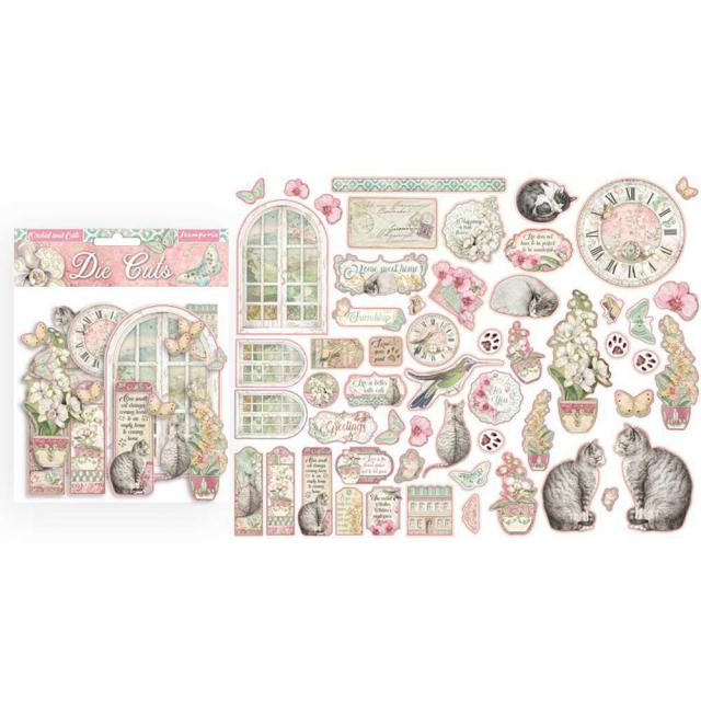 Stamperia Chipboard Die Cuts ORCHIDS AND CATS